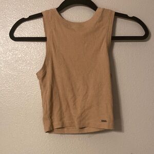 Beige Round neck tank top
